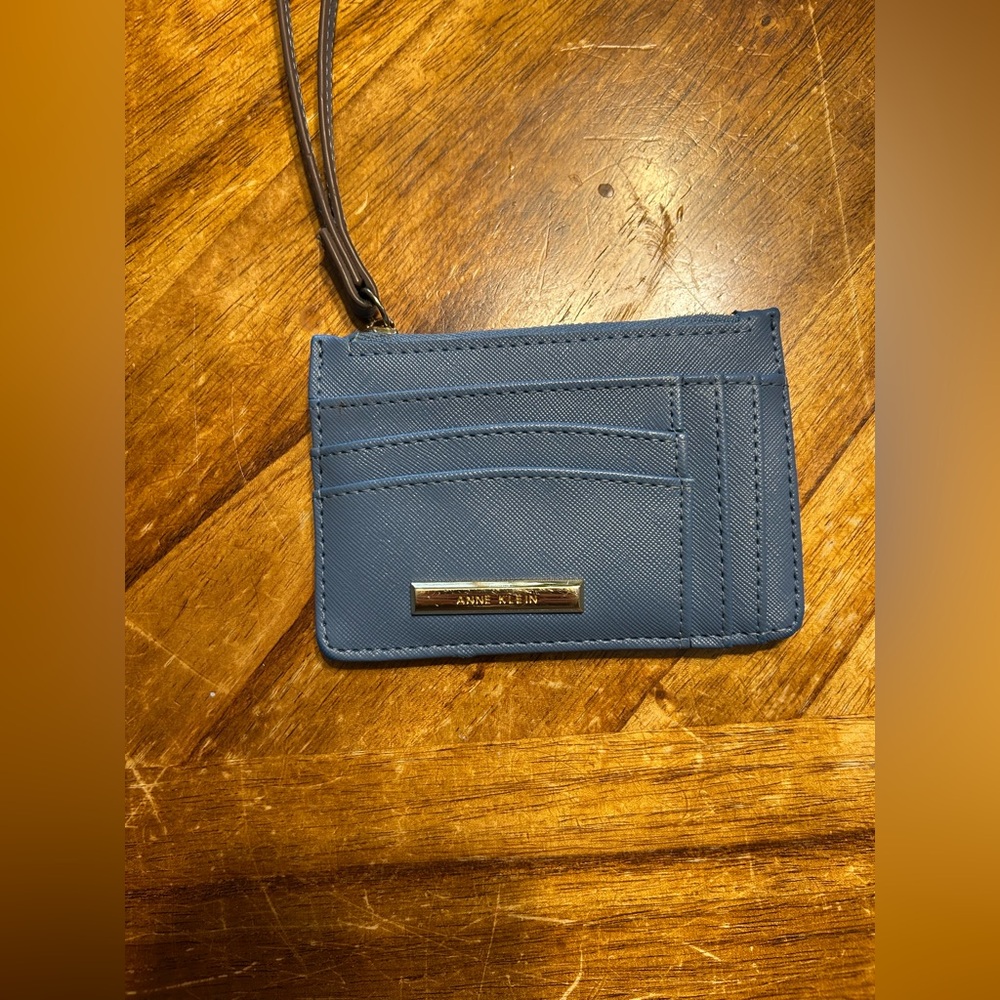 Anne Klein Navy Blue Card Wallet and Id Holder with Wrist Strap
